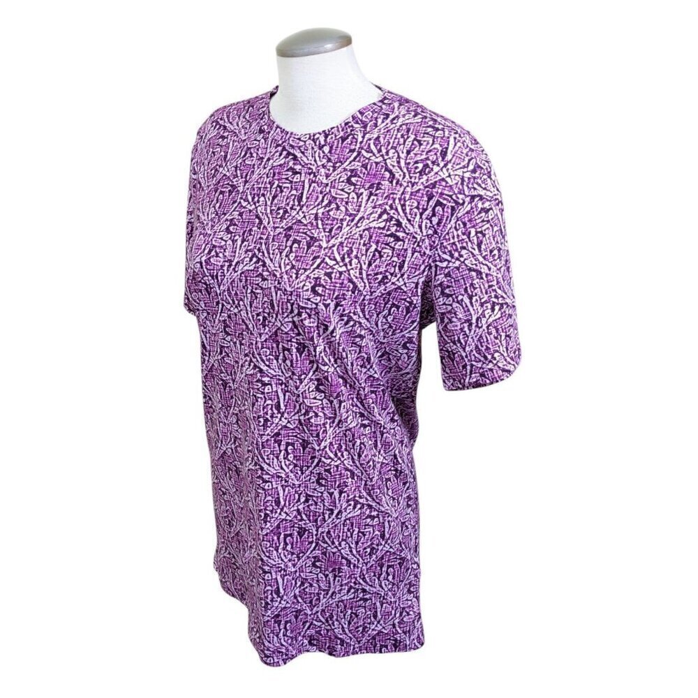 Robert Graham Womens Short Sleeve Top Size Small Floral Print Purple Cotton - Picture 3 of 7
